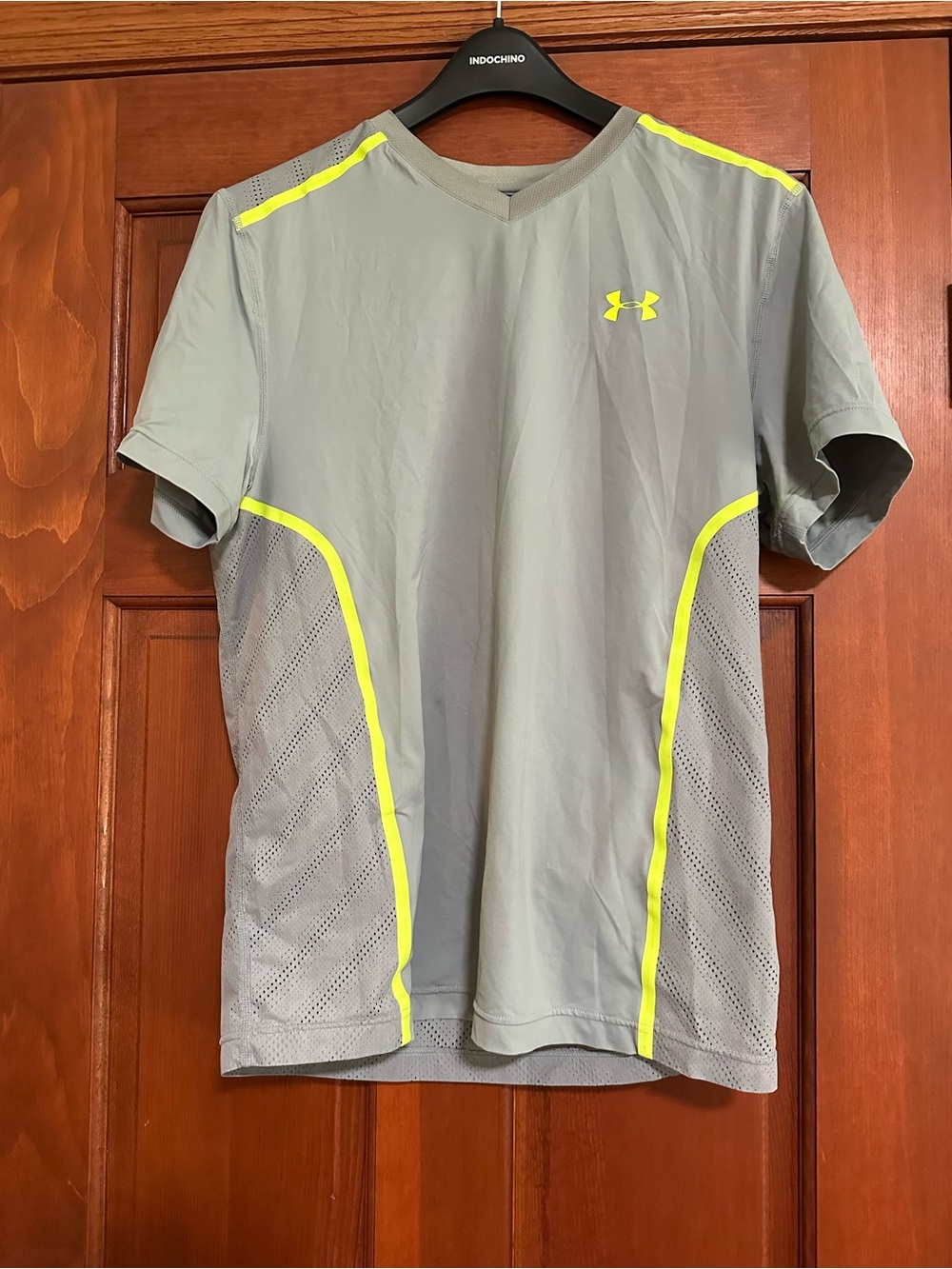 Under Armour  Gray Short Sleeve Performance Tee with Neon Yellow Accents